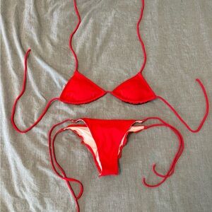 VENUS Red Triangle String Bikini Set